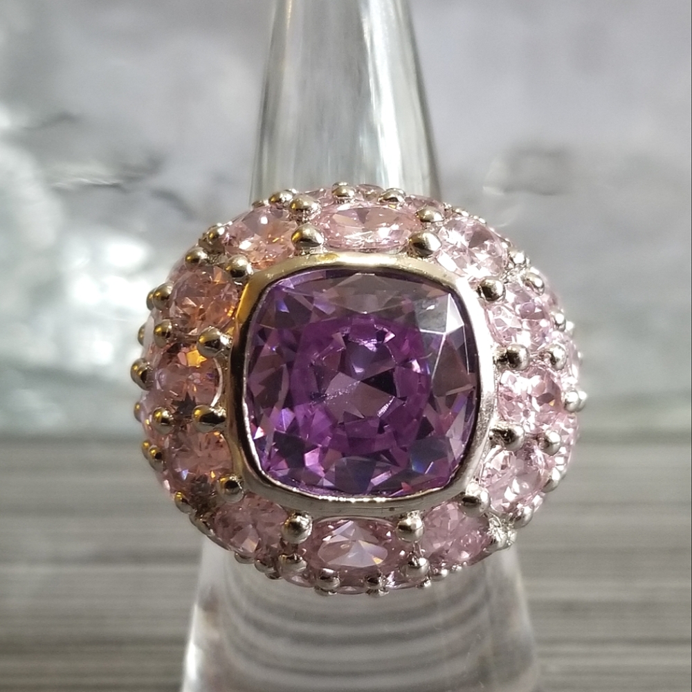 Pink Pave Signet Ring 7